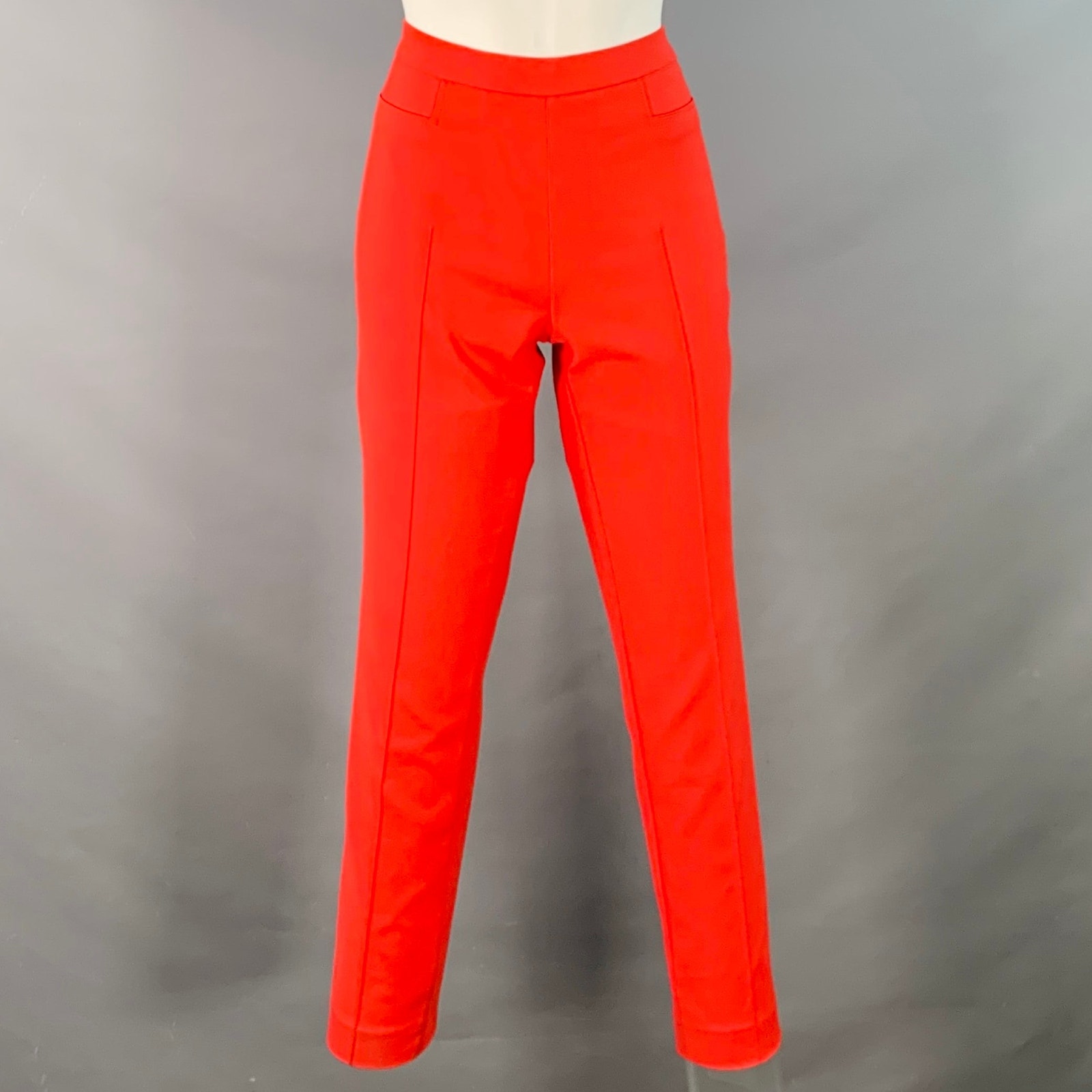 Akris Size 4 Red Cotton Blend Side Zipper Casual Pants